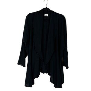 Oh My Gauze! Black Cotton Waterfall Open Front Cardigan 2X